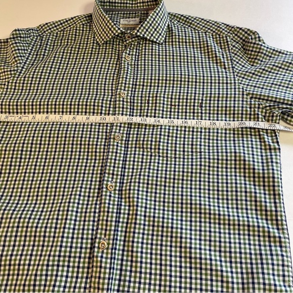 Tom James Men's Button Up Shirt Blue/Green Checkered Pattern Size Medium - Picture 11 of 11